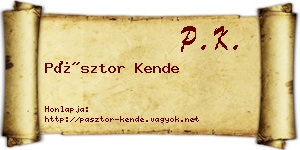 Pásztor Kende névjegykártya